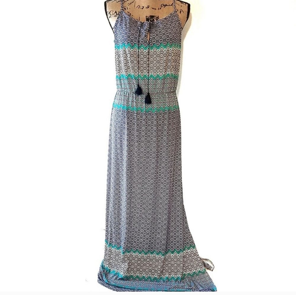 The Limited Multi-Blue Color Printed Maxi Dress.